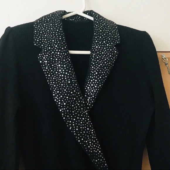 Vintage St John Knit Black Dress Sequins sz 6 USA Original Owner Holiday Dress - Picture 6 of 16